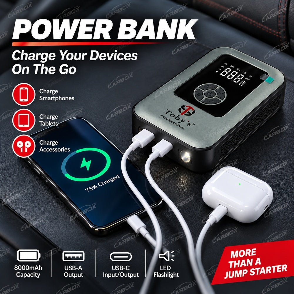 Toby's X24 8000mAh power bank with USB-A and USB-C - Carbox Kuwait
